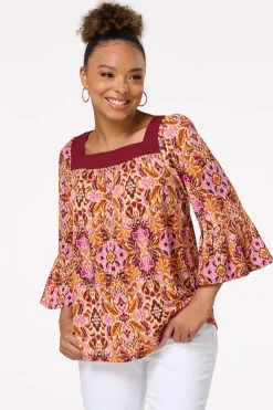 Floral Ruffled Sleeve Top