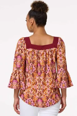 Floral Ruffled Sleeve Top