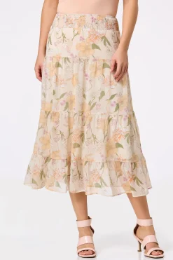 Floral Sketch Crepe Skirt