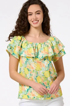 Flounced Floral Lemon Top