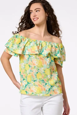 Flounced Floral Lemon Top