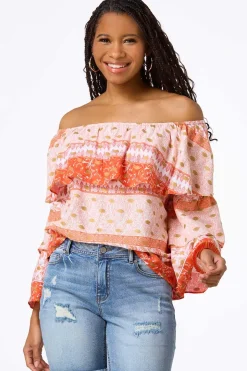Flounced Off Shoulder Top