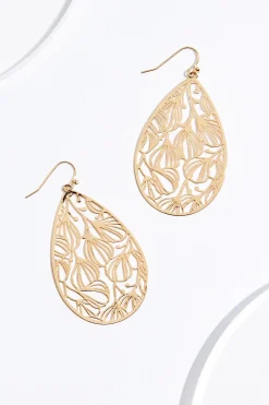 Flower Cutout Tear Earrings