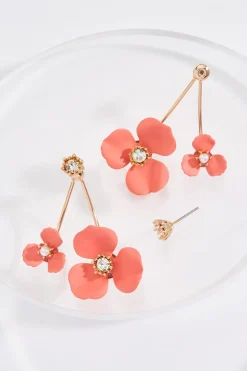 Flower Front Back Post Earrings