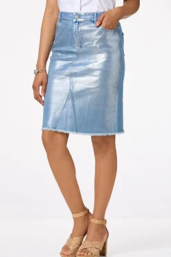 Foiled Denim Skirt