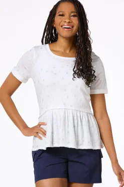 Foiled Star Peplum Top