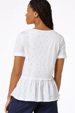 Foiled Star Peplum Top