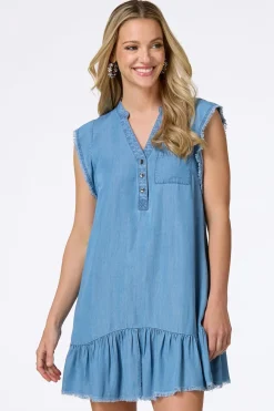 Frayed Chambray Dress