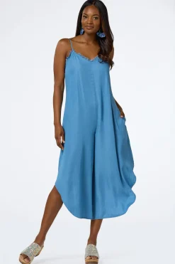 Frayed Chambray Jumpsuit