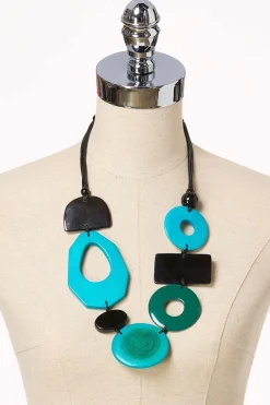 Geo Wood Colorblock Necklace