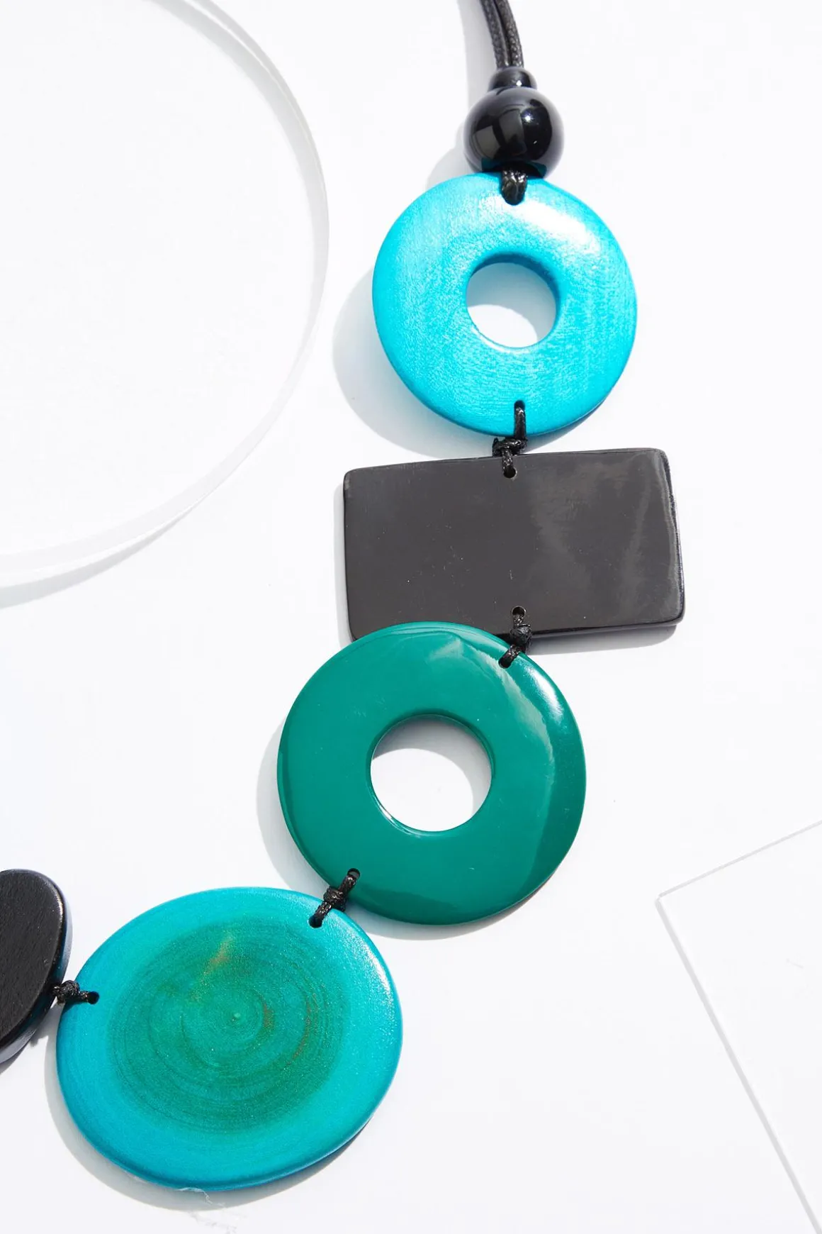 Geo Wood Colorblock Necklace