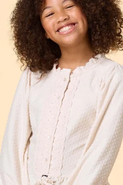 Girls Clip Dot Eyelet Top