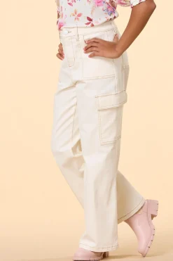 Girls Contrast Wide Leg Twill Pants