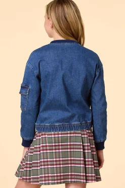 Girls Denim Bomber Jacket