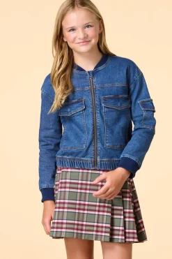 Girls Denim Bomber Jacket
