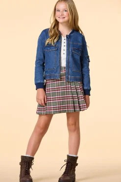 Girls Denim Bomber Jacket