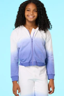 Girls Dip Dye Zip Front Hoodie