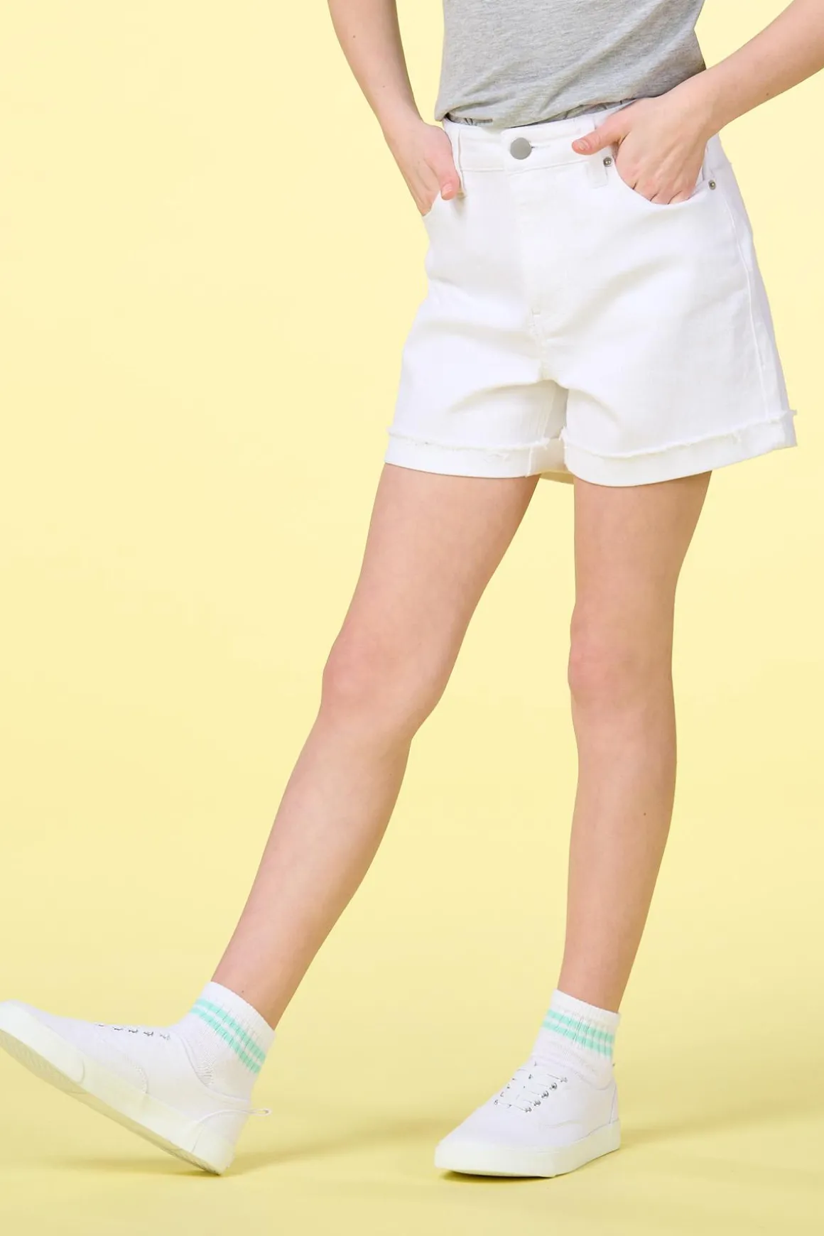 Girls Distressed White Shorts