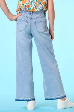 Girls Distressed Wide Leg Jeans
