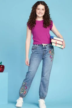 Girls Embroidered Joggers