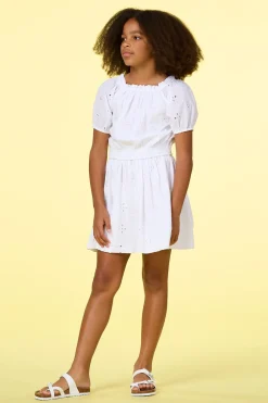 Girls Eyelet Puff Sleeve Top
