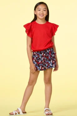 Girls Floral Bow Side Skort