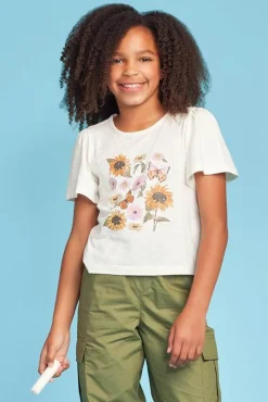 Girls Floral Sunflower Tee