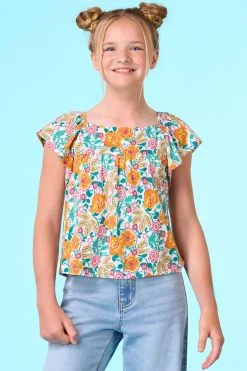Girls Flutter Sleeve Babydoll Top