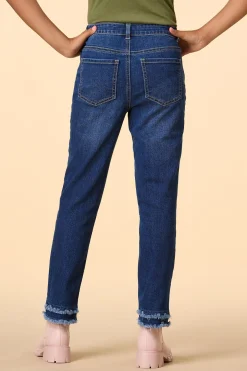 Girls Frayed Straight Leg Jeans