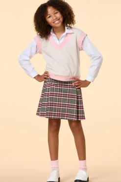 Girls Layered Poplin Sweater