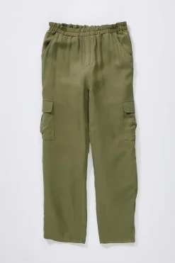 Girls Olive Paperbag Pants