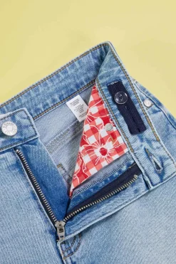 Girls Peek A Boo Print Denim Shorts