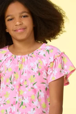 Girls Pink Floral Top