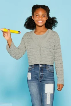 Girls Pointelle Cardi