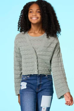 Girls Pointelle Cardi