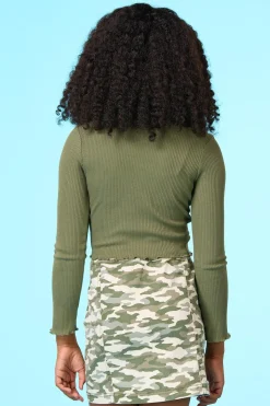 Girls Ribbed Faux Wrap Top