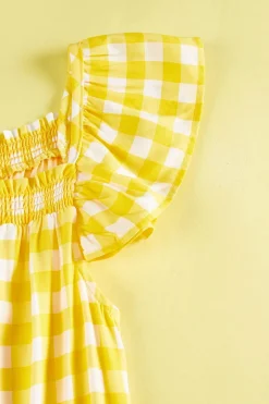 Girls Ruffled Gingham Romper