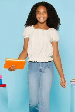 Girls Ruffled Trim Top