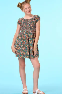 Girls Smocked Floral Dress
