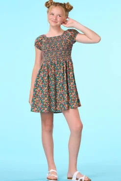 Girls Smocked Floral Dress