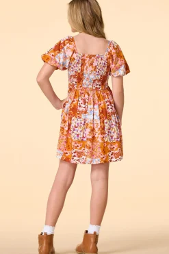 Girls Smocked Patchwork Floral Dress