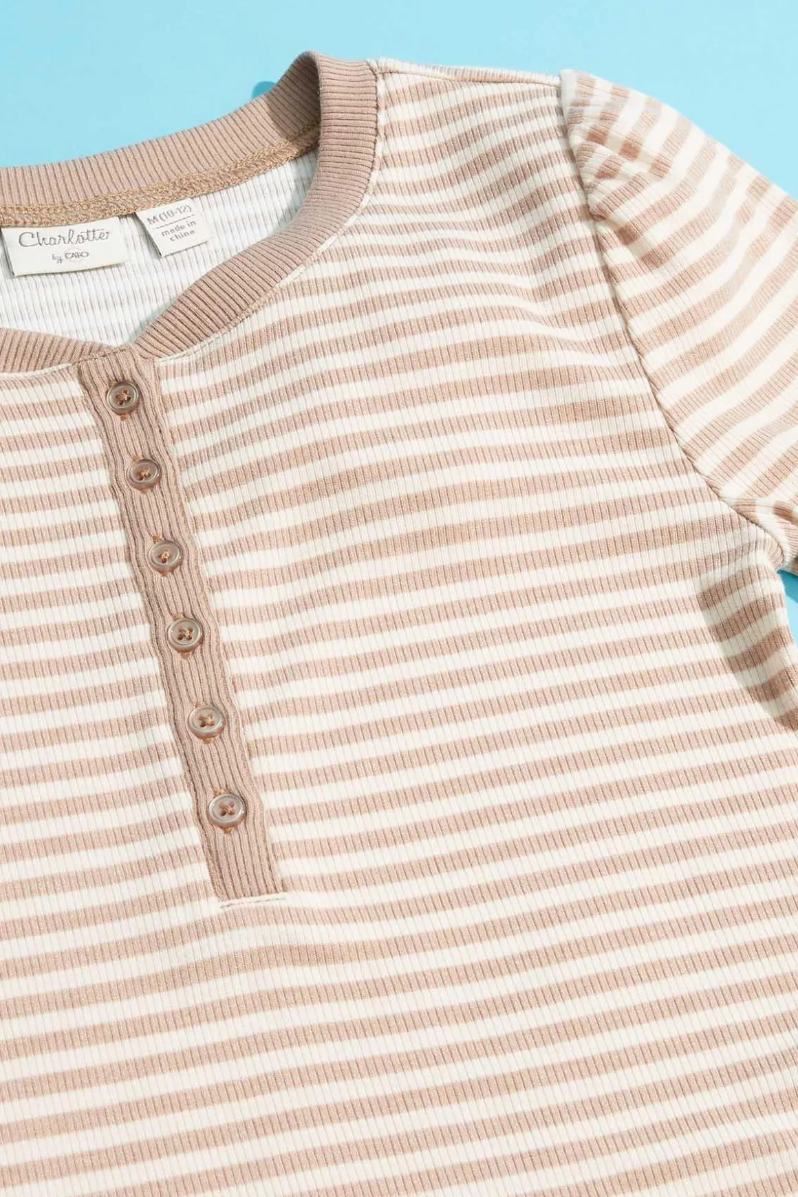 Girls Striped Puff Sleeve Top
