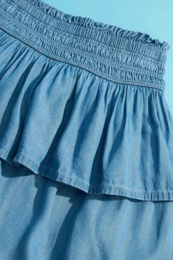 Girls Tiered Chambray Skirt