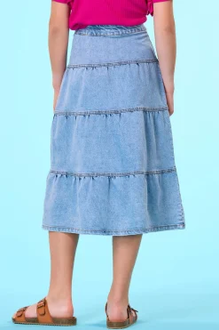 Girls Tiered Denim Skirt