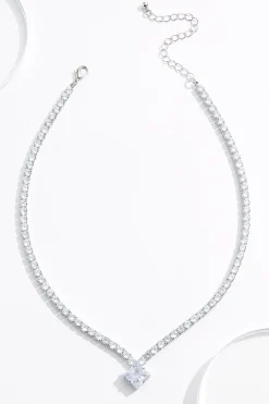 Glass Charm Rhinestone Short Necklace