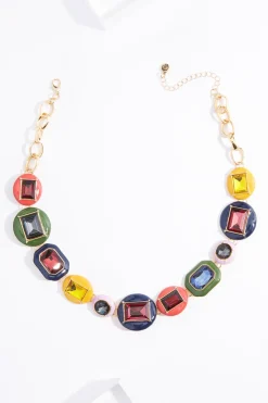 Glass Enamel Oval Chain Necklace