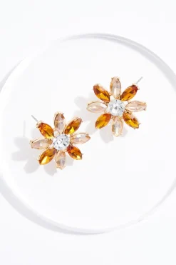 Glass Flower Button Earrings