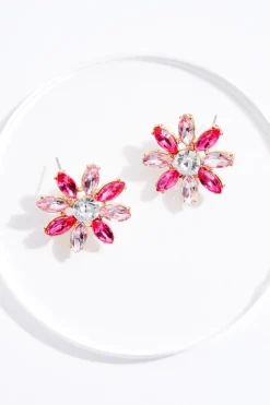Glass Flower Button Earrings