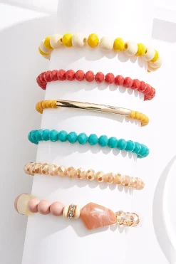 Glass Lucite Colorful Bracelet Set