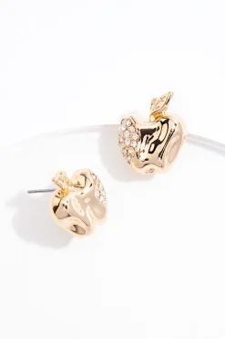 Gold Apple Stud Earrings